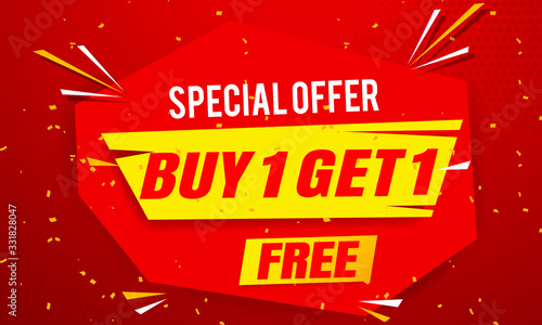 buy 1 get 1 free banner template red