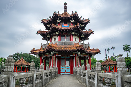 Traditional Taiwanese Temple Pagoda and Religious Complex in Taipei  Taiwan