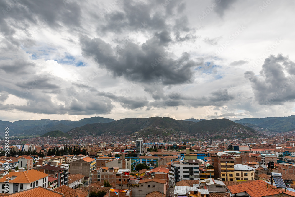 Panoramic South side of Cusco City, view from above
