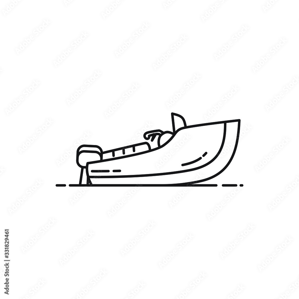 Simple line art of Speed boat flat design illustratio vector