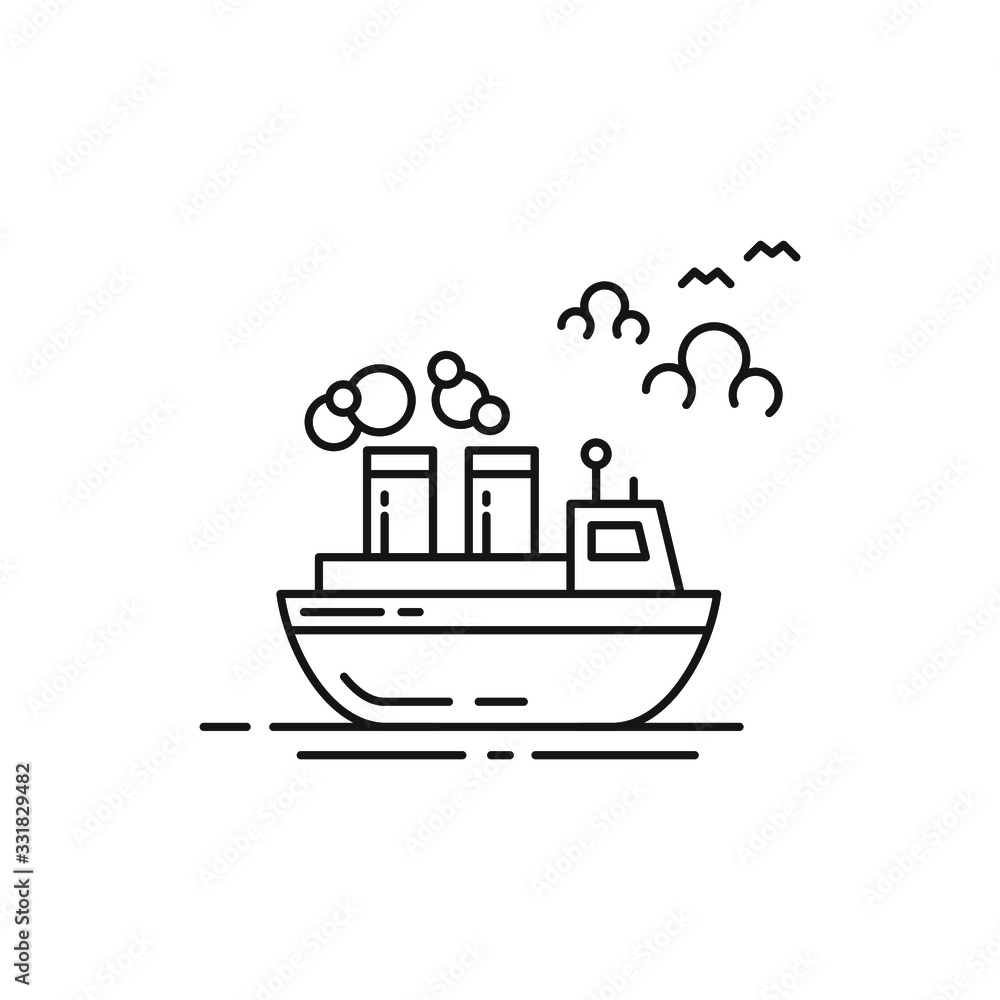Ferry simple line art design vector, for transportation use