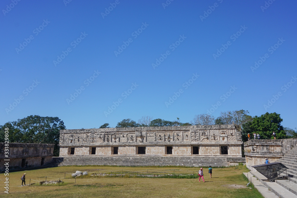 Uxmal, Mexico: The Mesoamerican ball court at the ancient Mayan ruins of Uxmal.