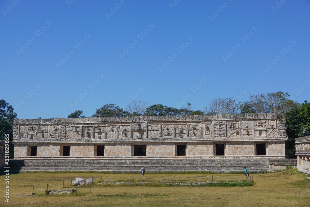 Uxmal, Mexico: The Mesoamerican ball court at the ancient Mayan ruins of Uxmal.