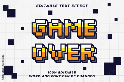 Pixel Game Over text style effect Premium Vector
