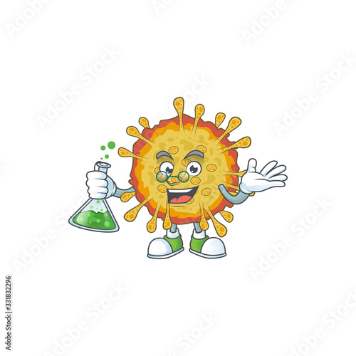 Outbreaks coronavirus brainy Professor Cartoon design grasp a glass tube