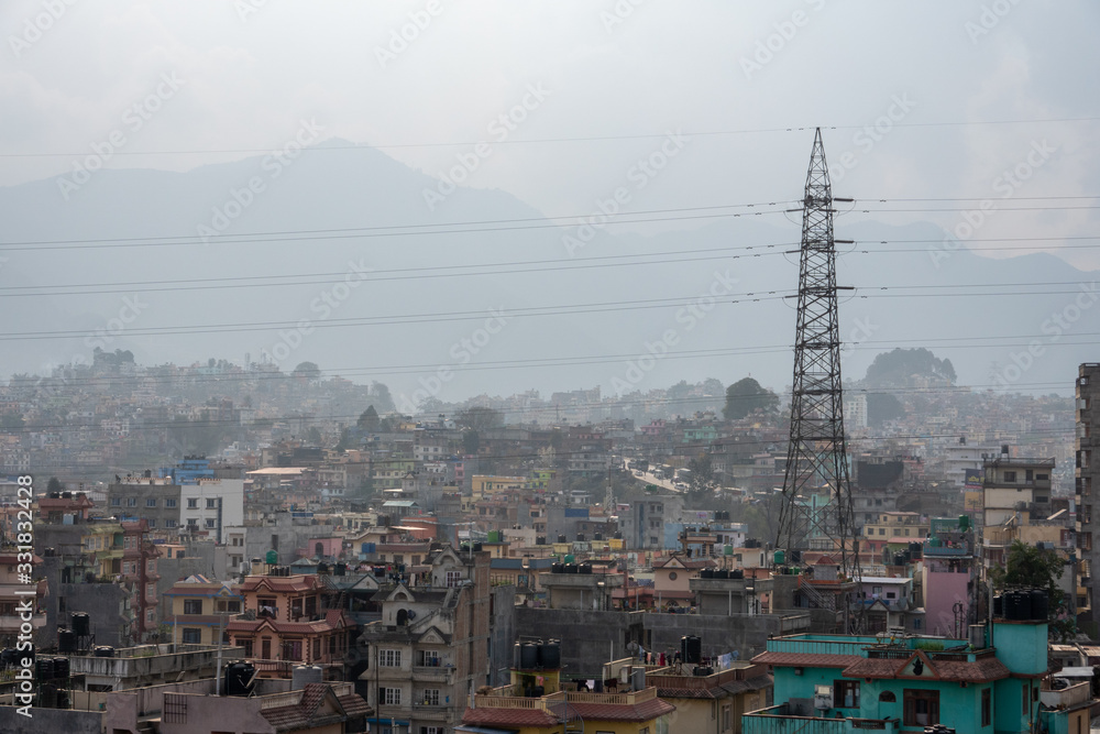 Fototapeta premium Heavy Smog and Haze over the City of Kathmandu