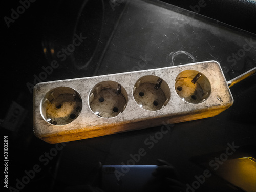  Dirty electrical plugs on the table