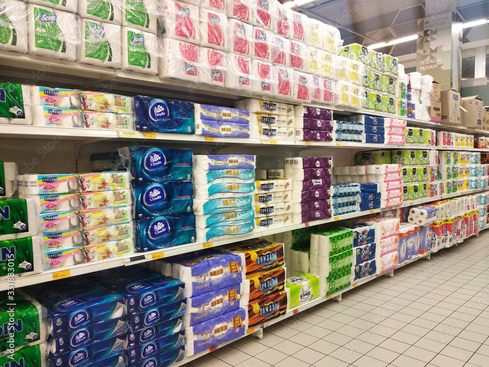 SEREMBAN, MALAYSIA MARCH 19, 2020 Various type of disposable toilet