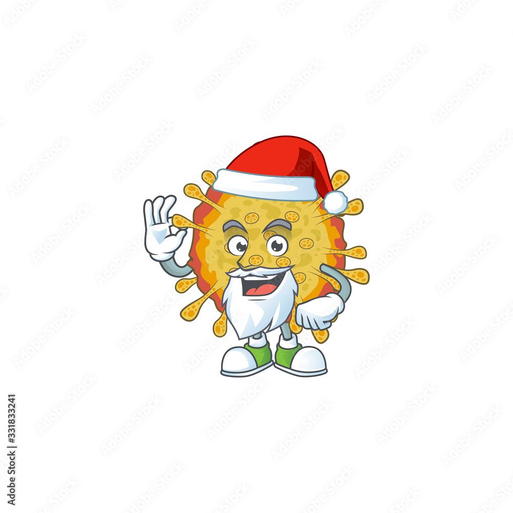Outbreaks coronavirus cartoon character of Santa showing ok finger