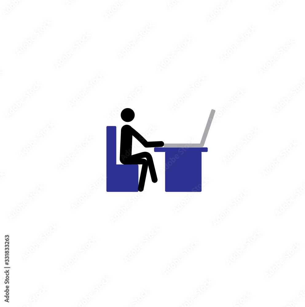 Stick Man at the Computer Work from Home Remote Learning Stick Man at the Computer Work from Home Remote Learning