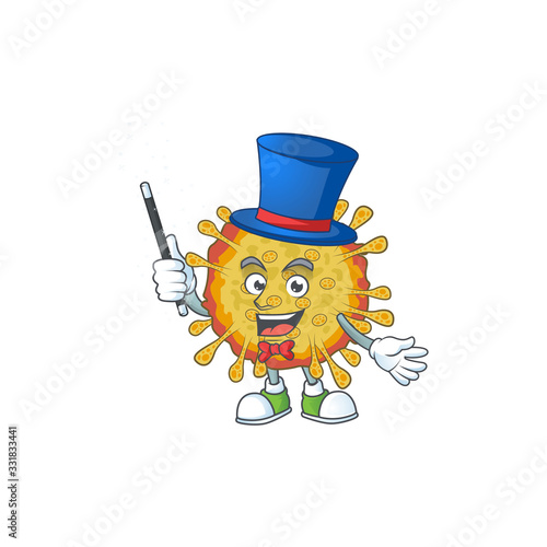 Charming outbreaks coronavirus cartoon design performance as a Magician style