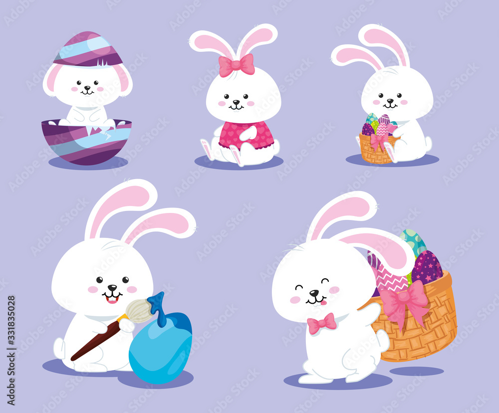 set card of happy easter with decoration vector illustration design set card of happy easter with decoration vector illustration design
