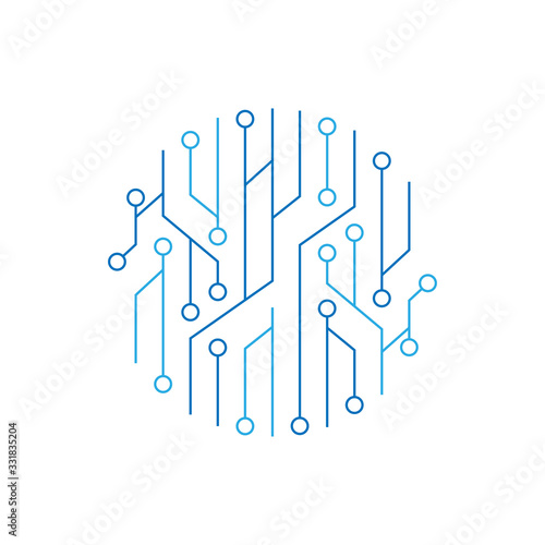 circuit electric circle logo vector
