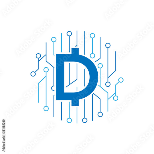 initial letter d logo e currency or cryptocurrency vector