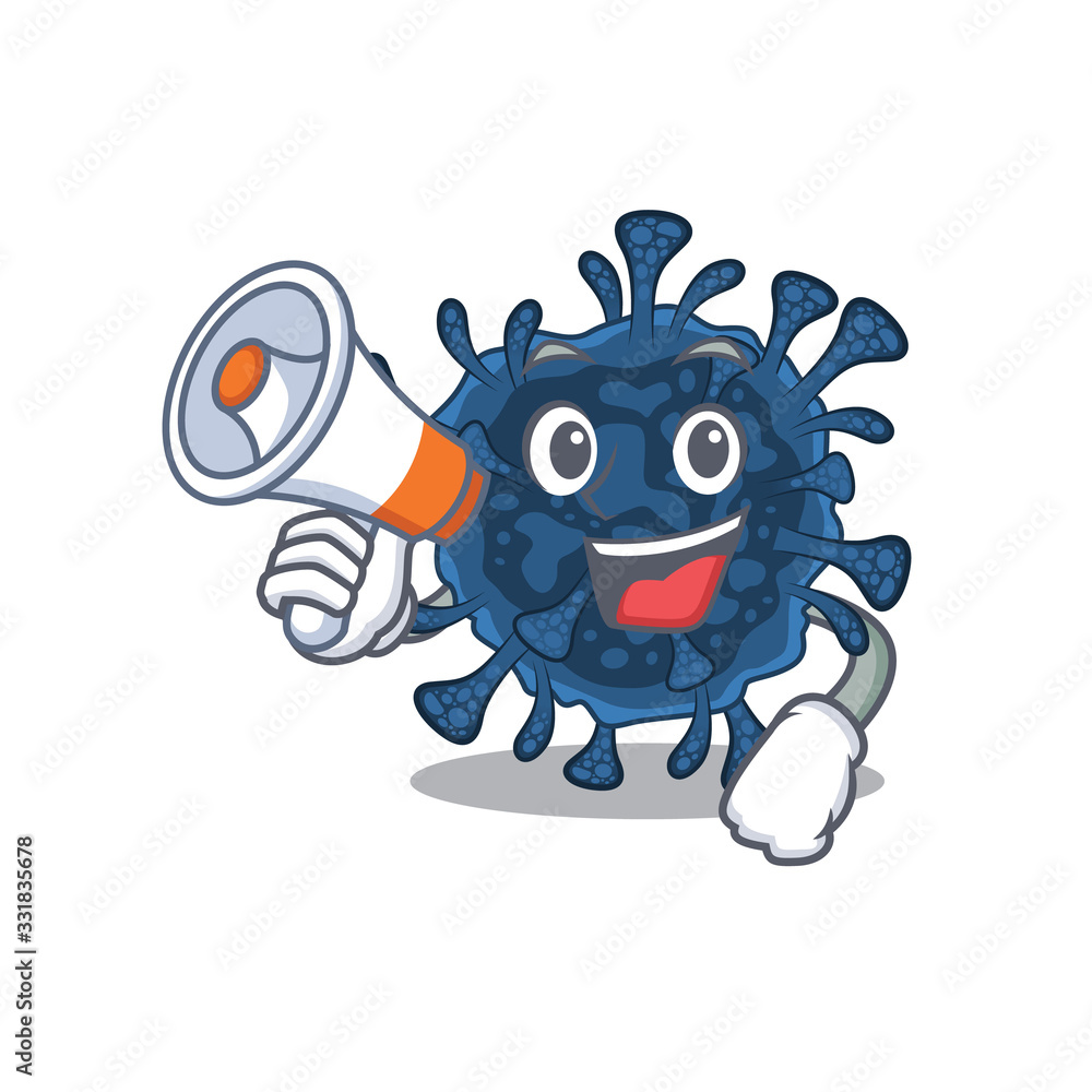 Naklejka premium An icon of decacovirus holding a megaphone
