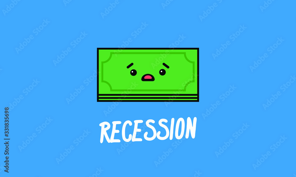 Fototapeta premium Recession Poster with Sad Money Bill