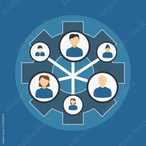 Teamwork vector icon. Style is flat symbol