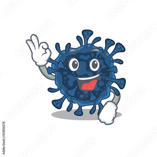 decacovirus cartoon character design style making an Okay gesture