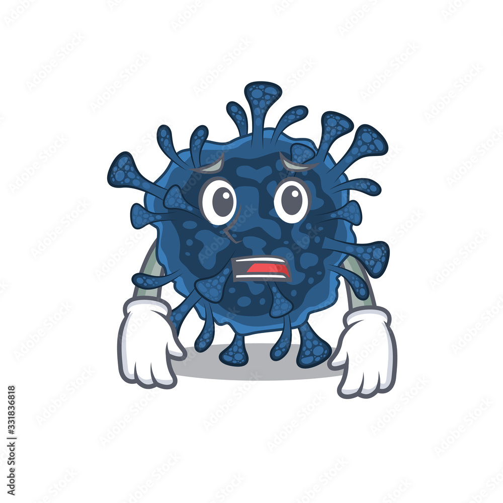 Cartoon picture of decacovirus showing anxious face