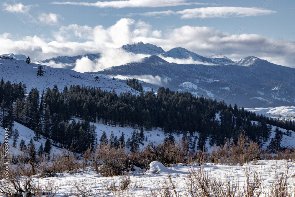 Wild West Winter Wilderness: Mountains in North Cascades National Park in Distance - Methow Valley, Washington, USA