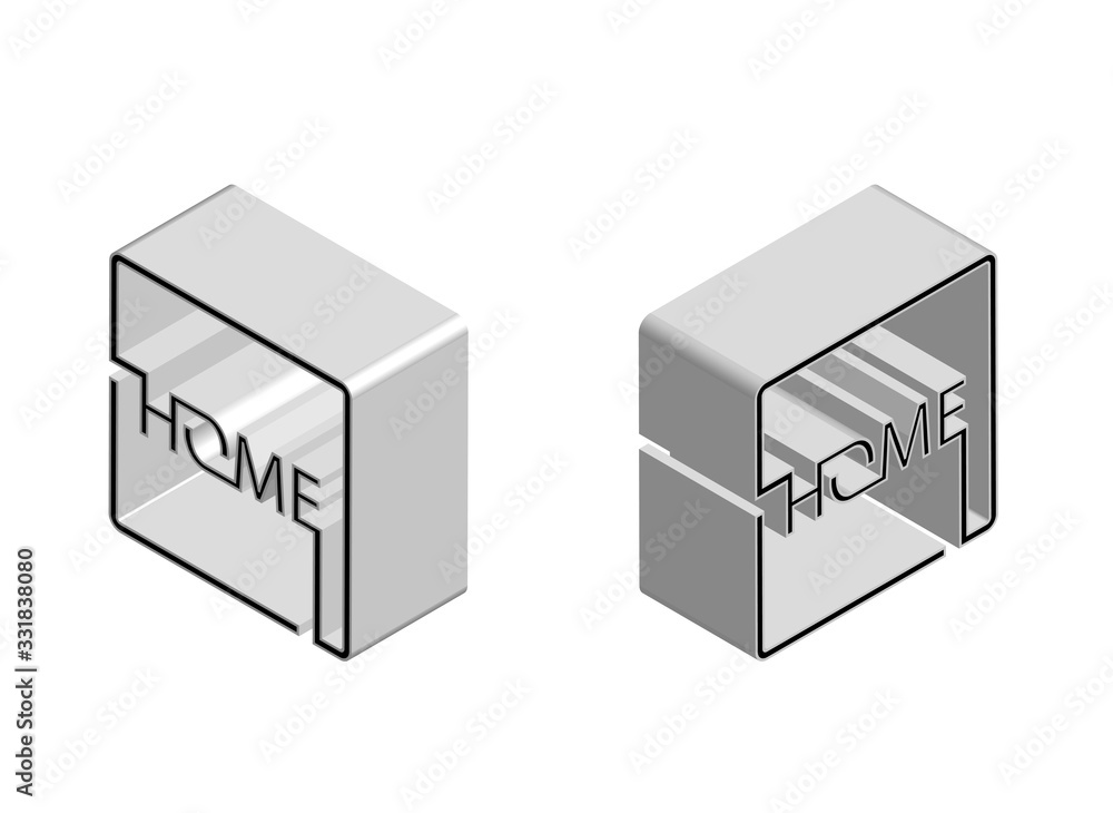 square abstract vector house logo in isometric style square abstract vector house logo in isometric style