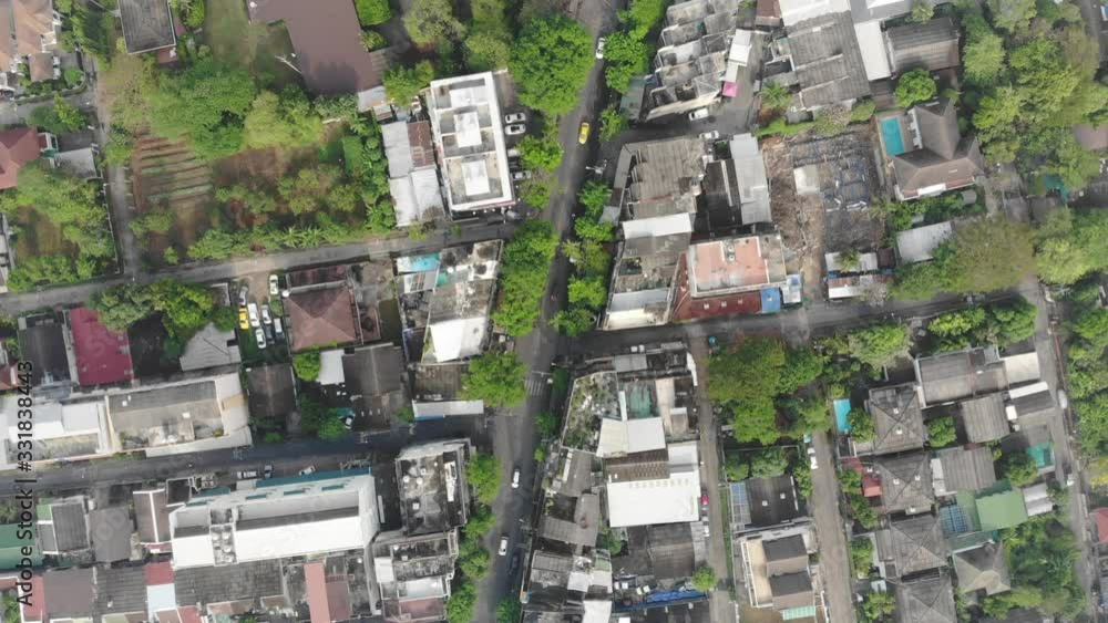 Aerial view urban city building with road and tree park Bangkok Thailand Aerial view urban city building with road and tree park Bangkok Thailand