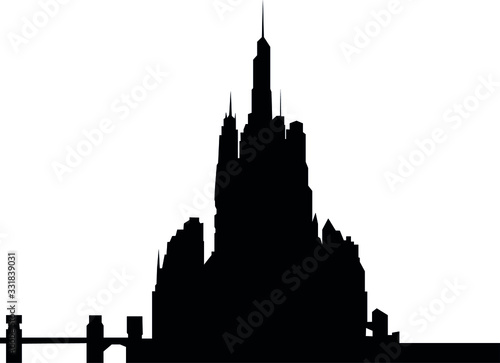 silhouette of castle in front of st pauls cathedral