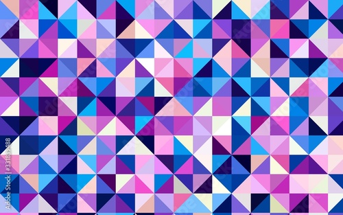 Light Pink, Blue vector abstract mosaic background. Triangular geometric sample with gradient. Triangular pattern for your business design.
