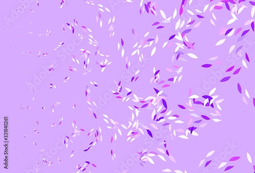 Light Purple  Pink vector doodle template with leaves.