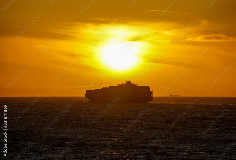 Ship on the sun set