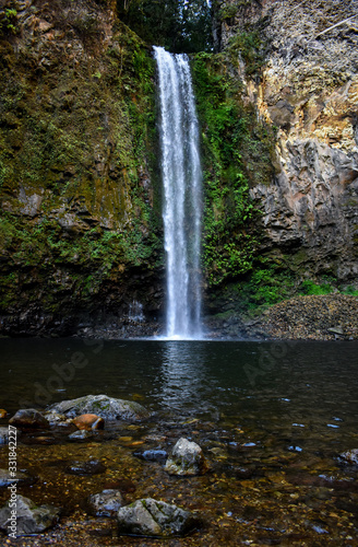 Cascada La Gloria This waterfall  which slides down a stone wall amid the lush greenery of the mountains