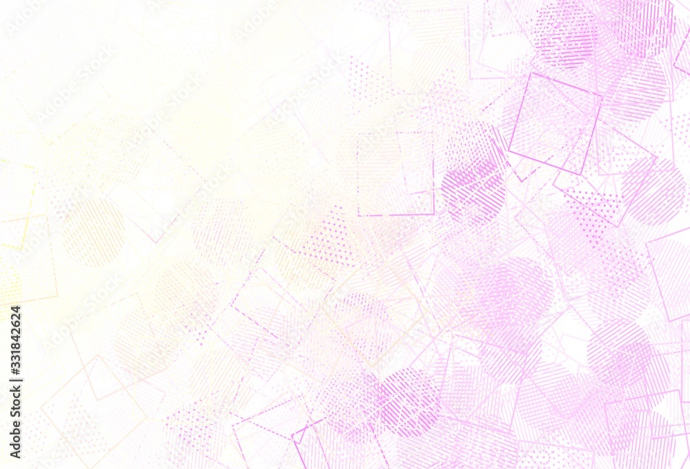 Light Pink, Yellow vector template with crystals, circles, squares. Light Pink, Yellow vector template with crystals, circles, squares.