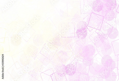 Light Pink, Yellow vector template with crystals, circles, squares.