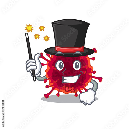Charming pedacovirus cartoon design performance as a Magician style