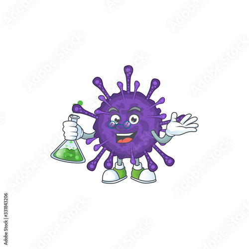 Coronavirinae brainy Professor Cartoon design grasp a glass tube