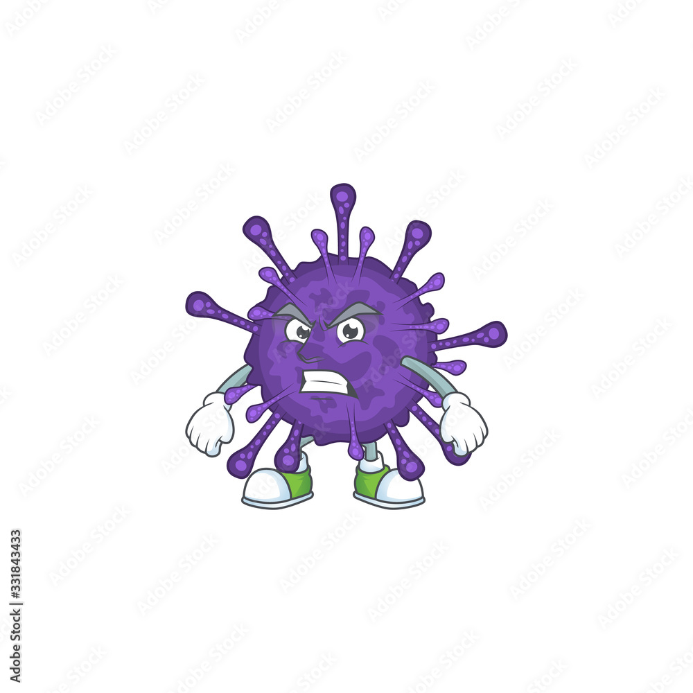 Charming coronavirinae mascot design style waving hand