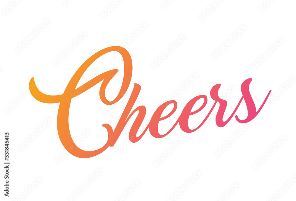 Fototapeta premium Gradient orange, pink isolated elegant hand writing alphabet letter word CHEERS