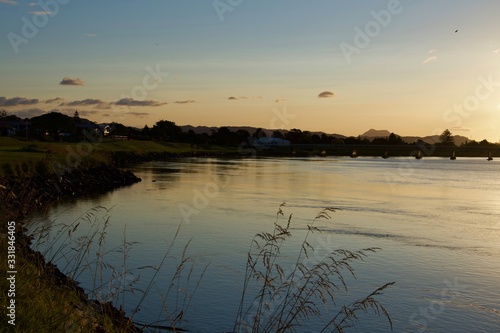 Sonnenuntergang am Whakatane River