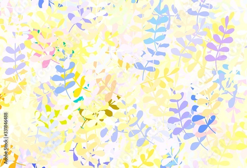 Light Pink, Yellow vector abstract background with leaves.