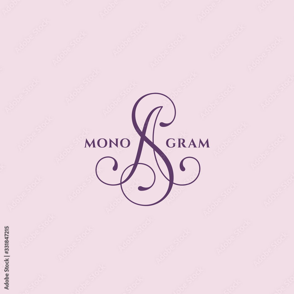 Obraz premium Calligraphic monogram SA