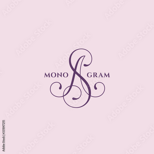 Calligraphic monogram SA