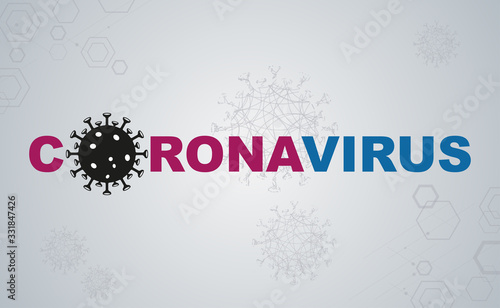 Design with silhouettes of elements of coronavirus, prevention of viral infections. Composition of Asian flu