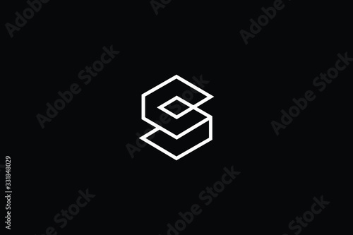 Minimal elegant monogram art logo. Outstanding professional trendy awesome artistic 3D S SC CS initial based Alphabet icon logo. Premium Business logo White color on black background photo