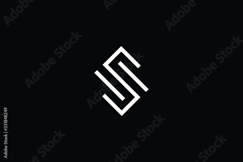 Minimal elegant monogram art logo. Outstanding professional trendy awesome artistic SM MS SW WS initial based Alphabet icon logo. Premium Business logo White color on black background