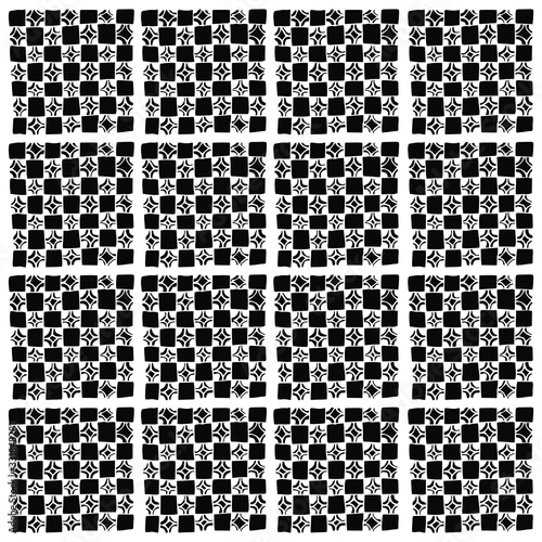 Squares with different patterns inside. Tiles with illustrations.