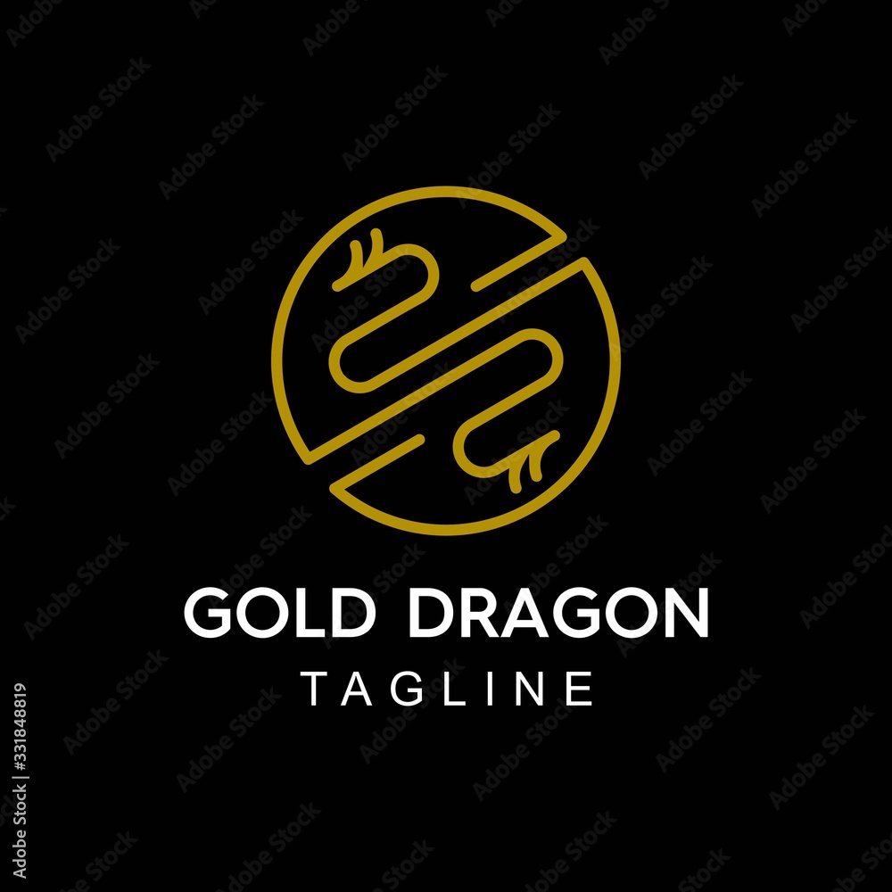 Obraz premium Circle connecting mono line dragon Logo