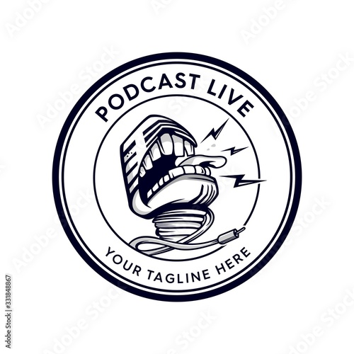 Podcast vintage mic Design illustration