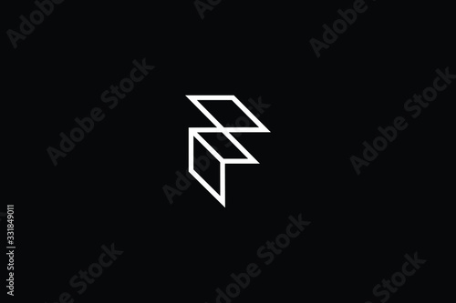 Minimal elegant monogram art logo. Outstanding professional trendy awesome artistic 3D F FF initial based Alphabet icon logo. Premium Business logo White color on black background