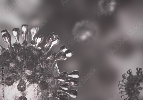 Illustration of Covid-19 virus on black background