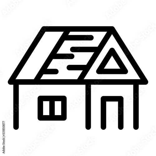 House with an unfinished roof icon. Outline house with an unfinished roof vector icon for web design isolated on white background
